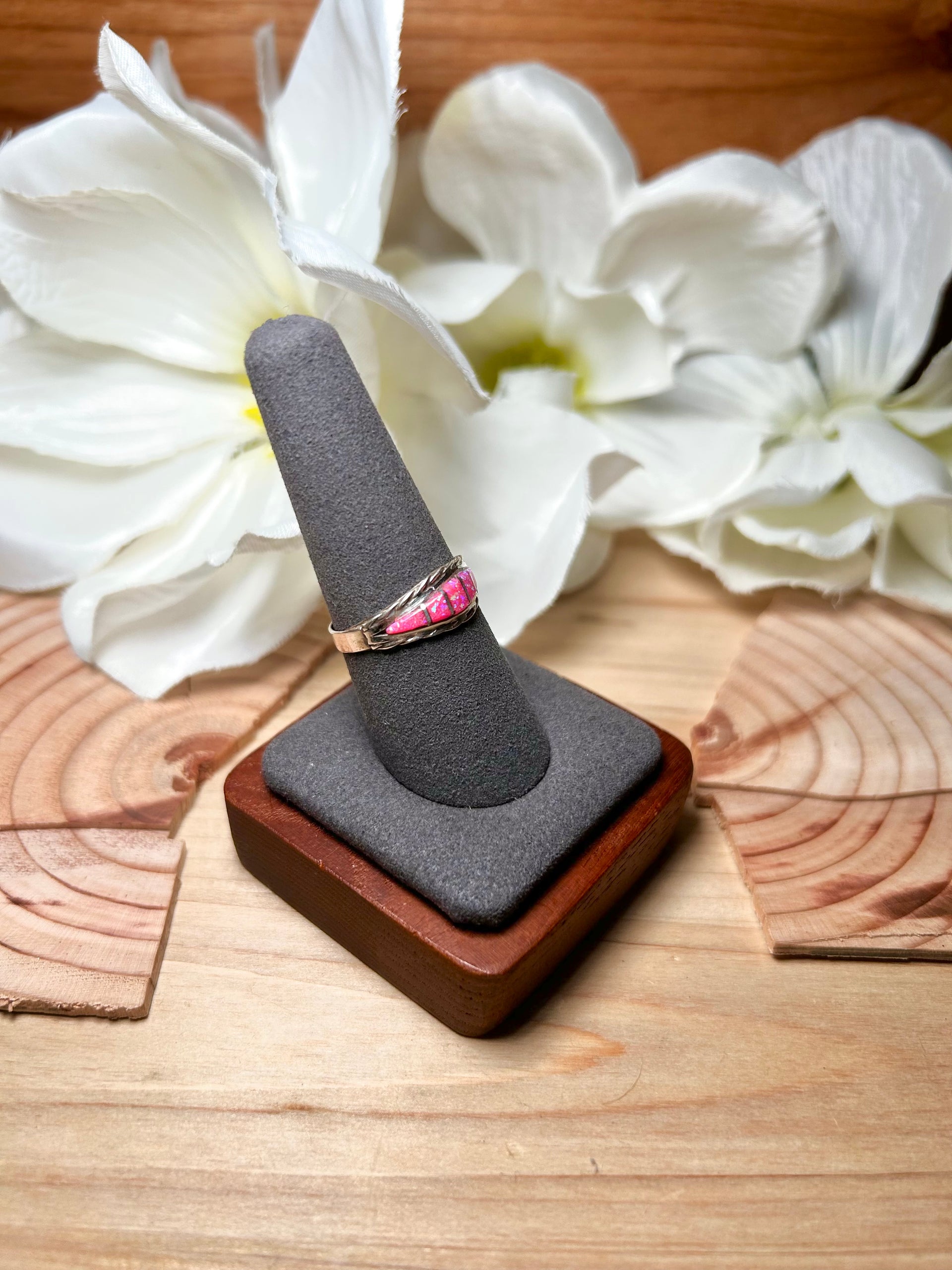 Navajo Made Opal & Sterling Silver Ring Size 8.5