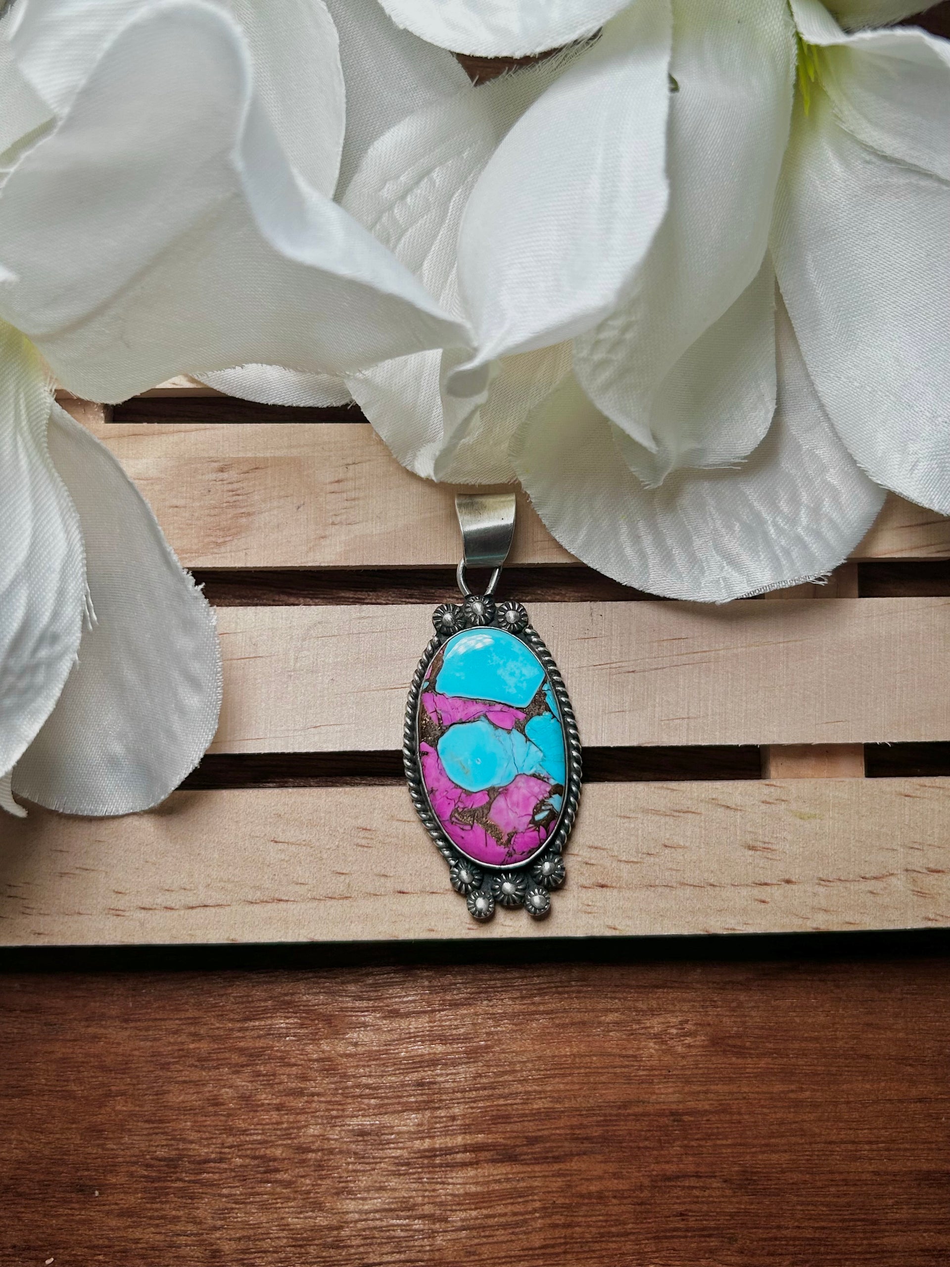 Zachariah David Cotton Candy Dahlia & Sterling Silver Pendant