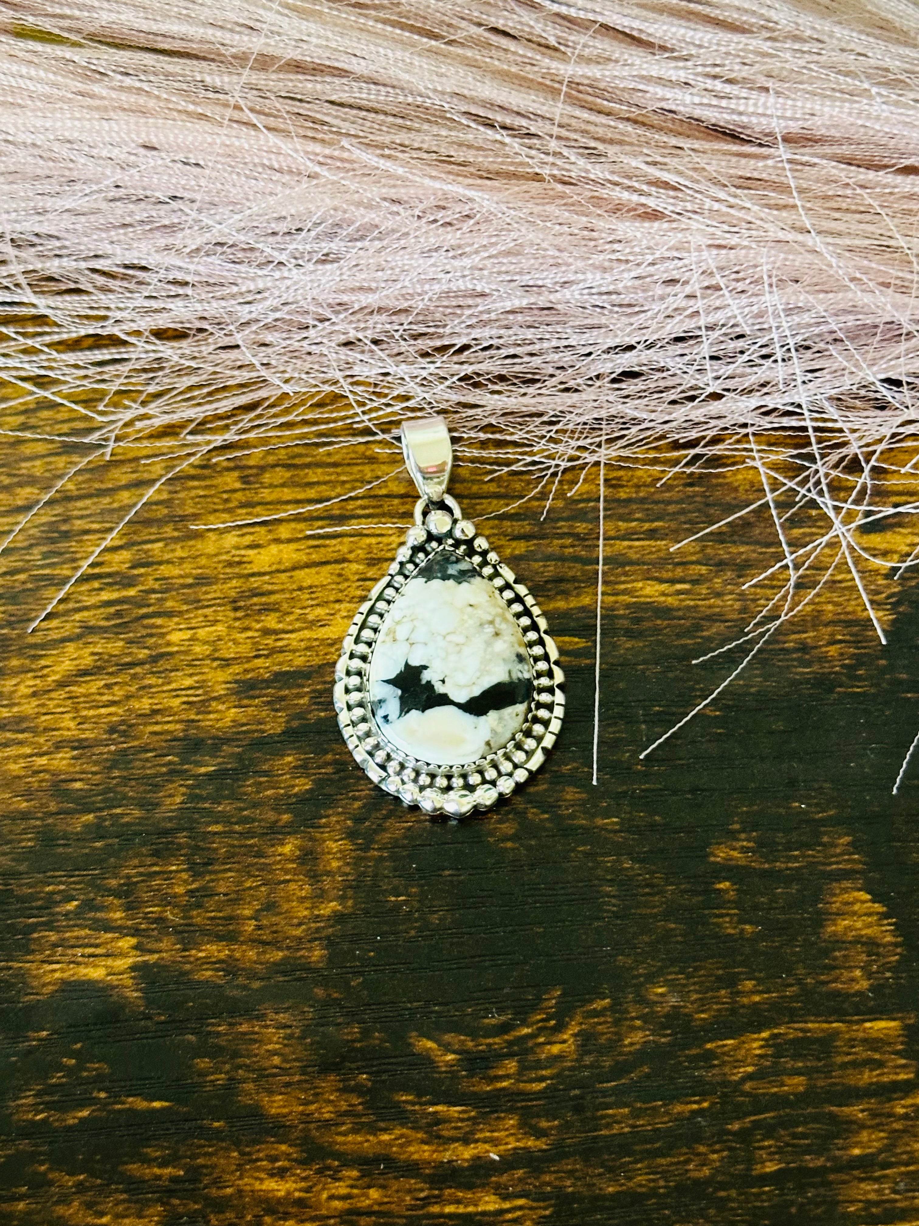 Southwest Handmade White Buffalo & Sterling Silver Pendant