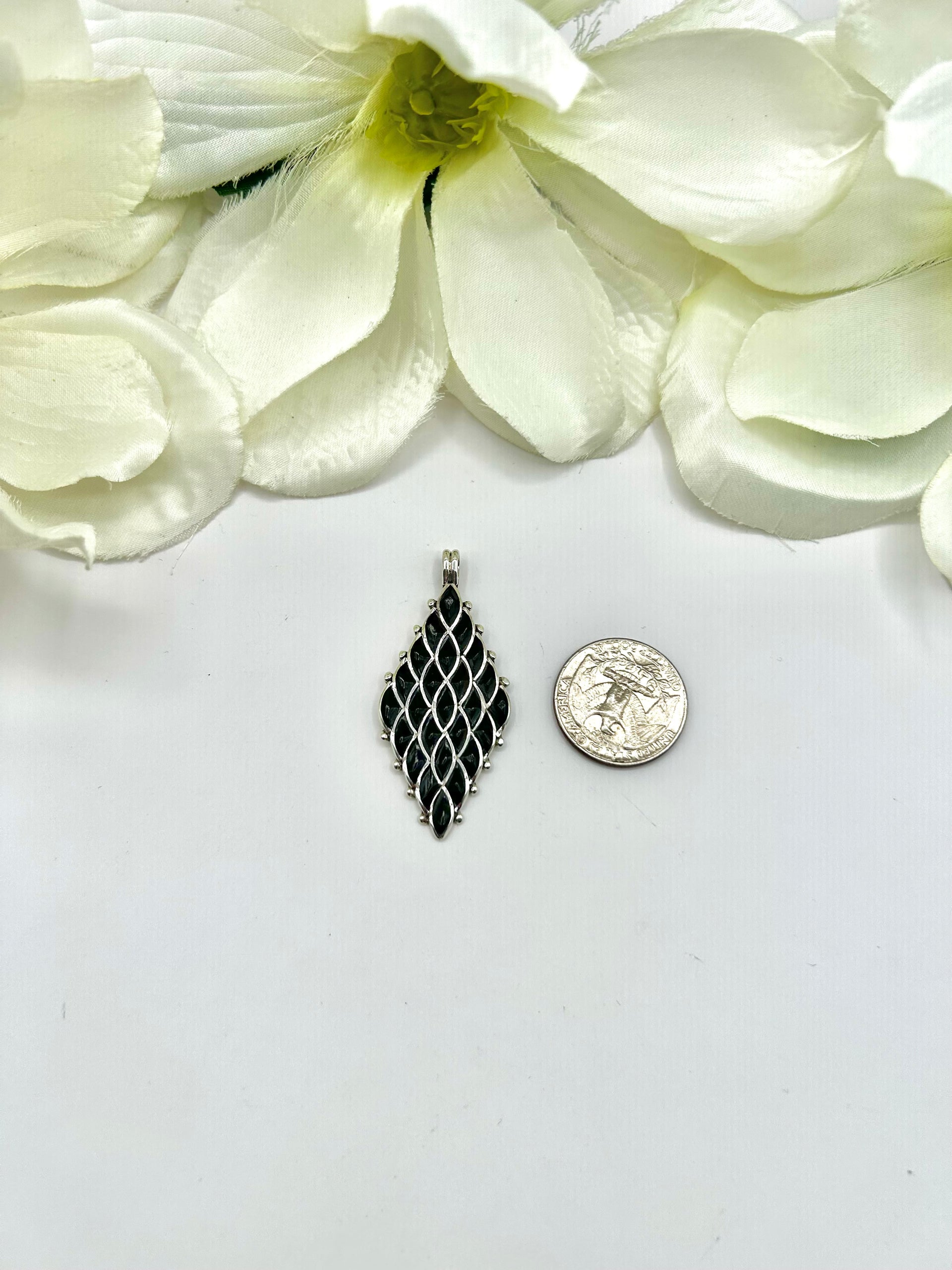 Navajo Made Onyx & Sterling Silver Pendant
