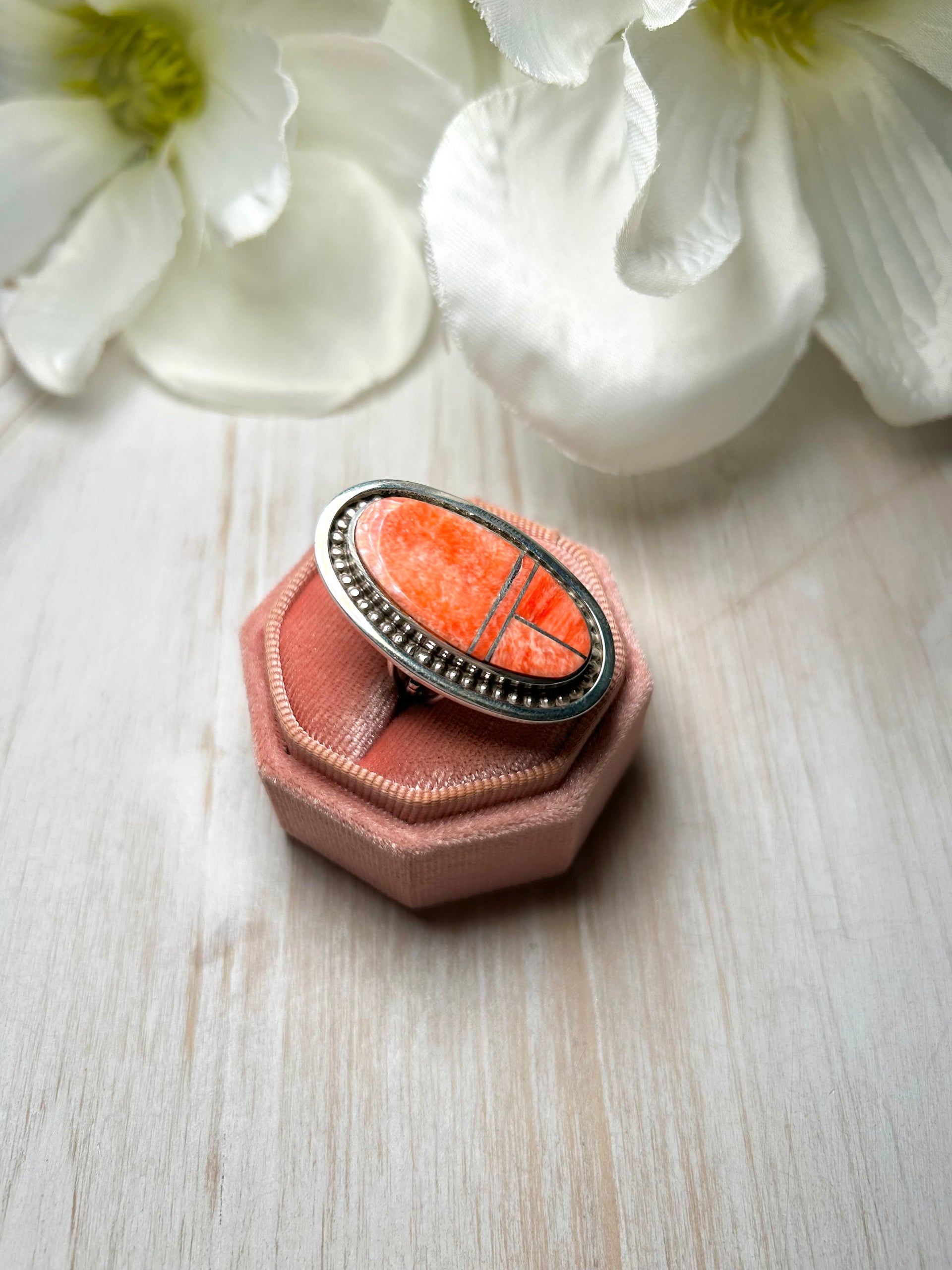 Harold Smith Spiny Oyster & Sterling Silver Ring Size 5.75