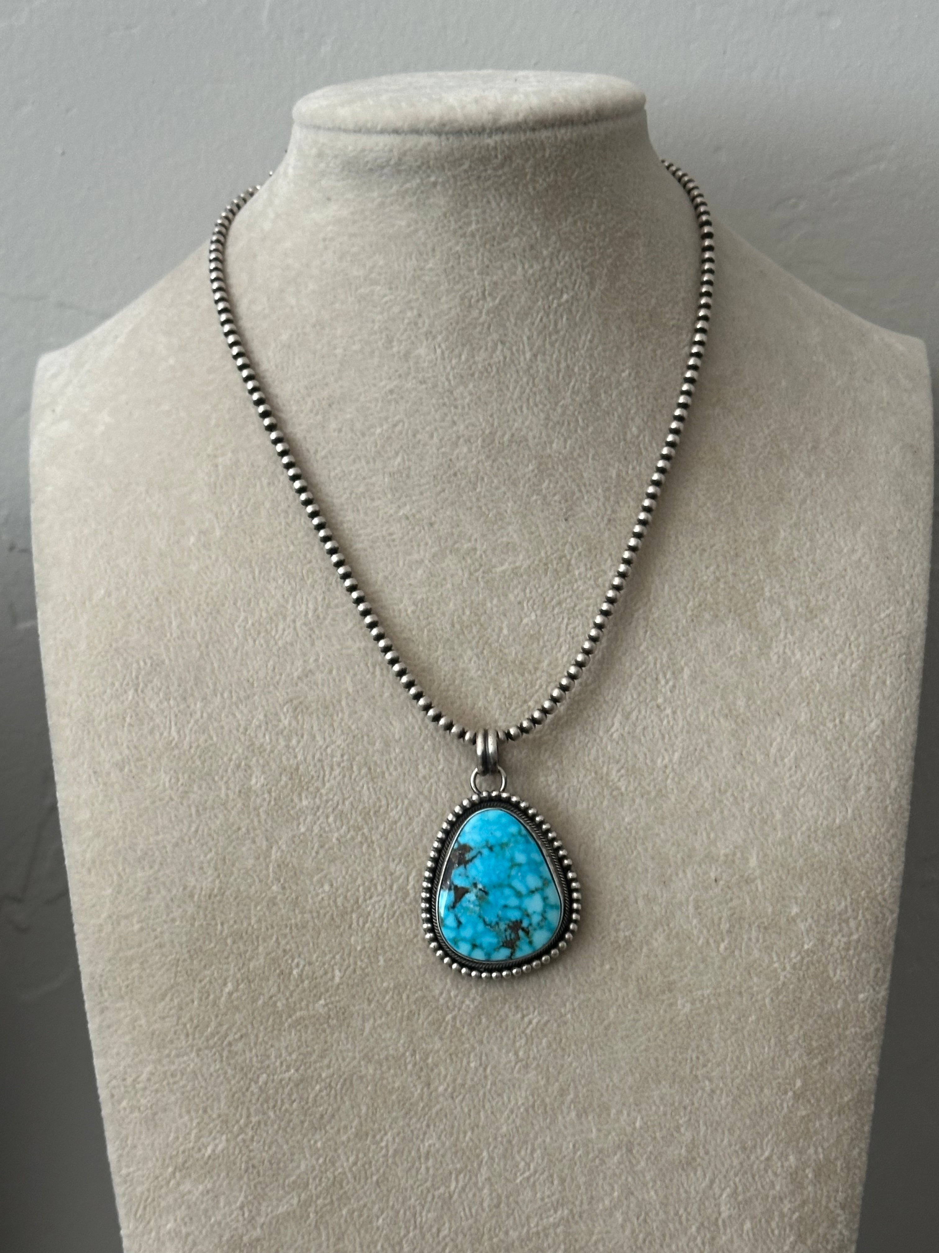 Scott Skeets Birds Eye Kingman Turquoise & Sterling Silver Pendant