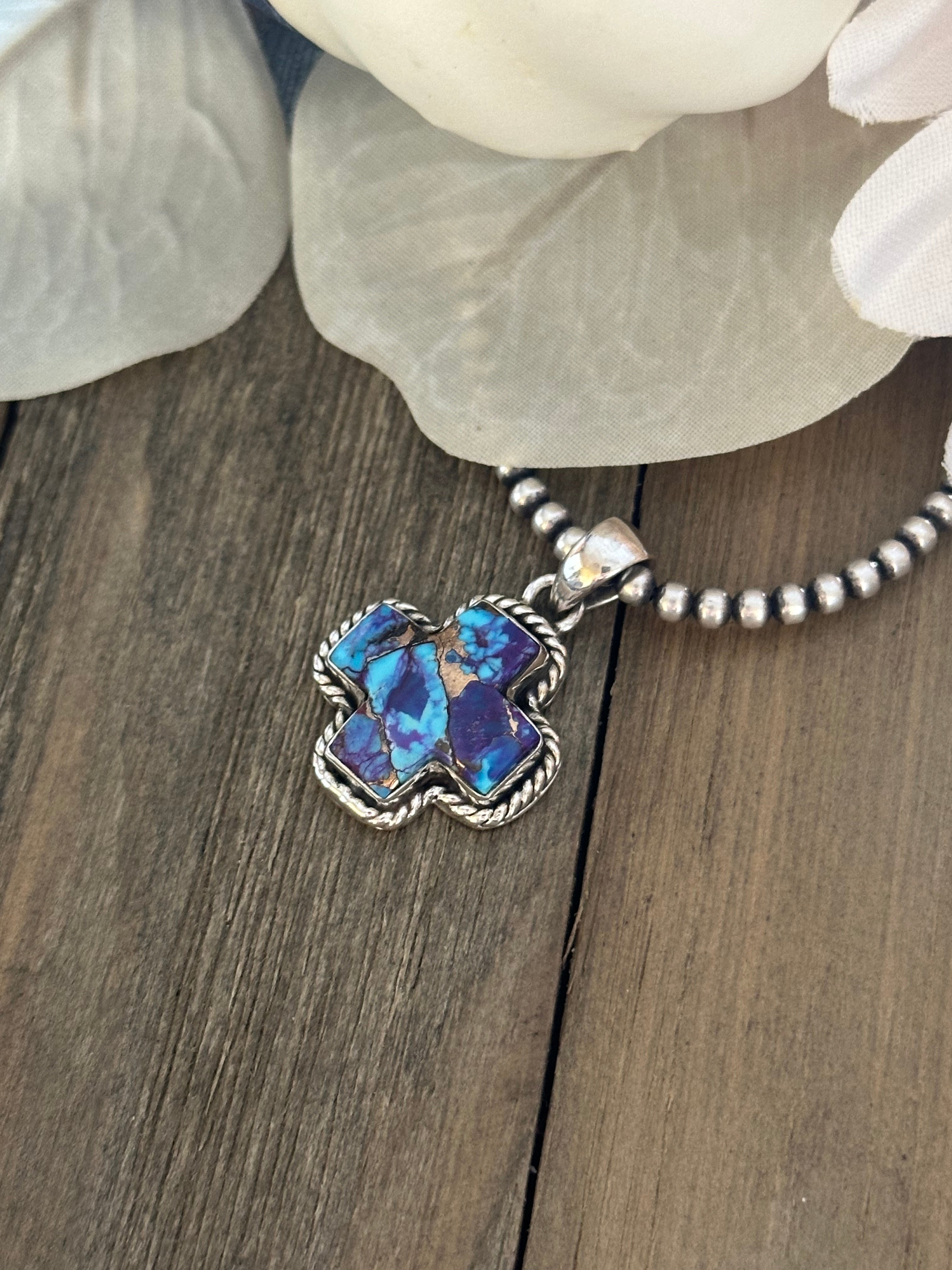 Southwest Handmade Mohave Turquoise & Sterling Silver Pendant