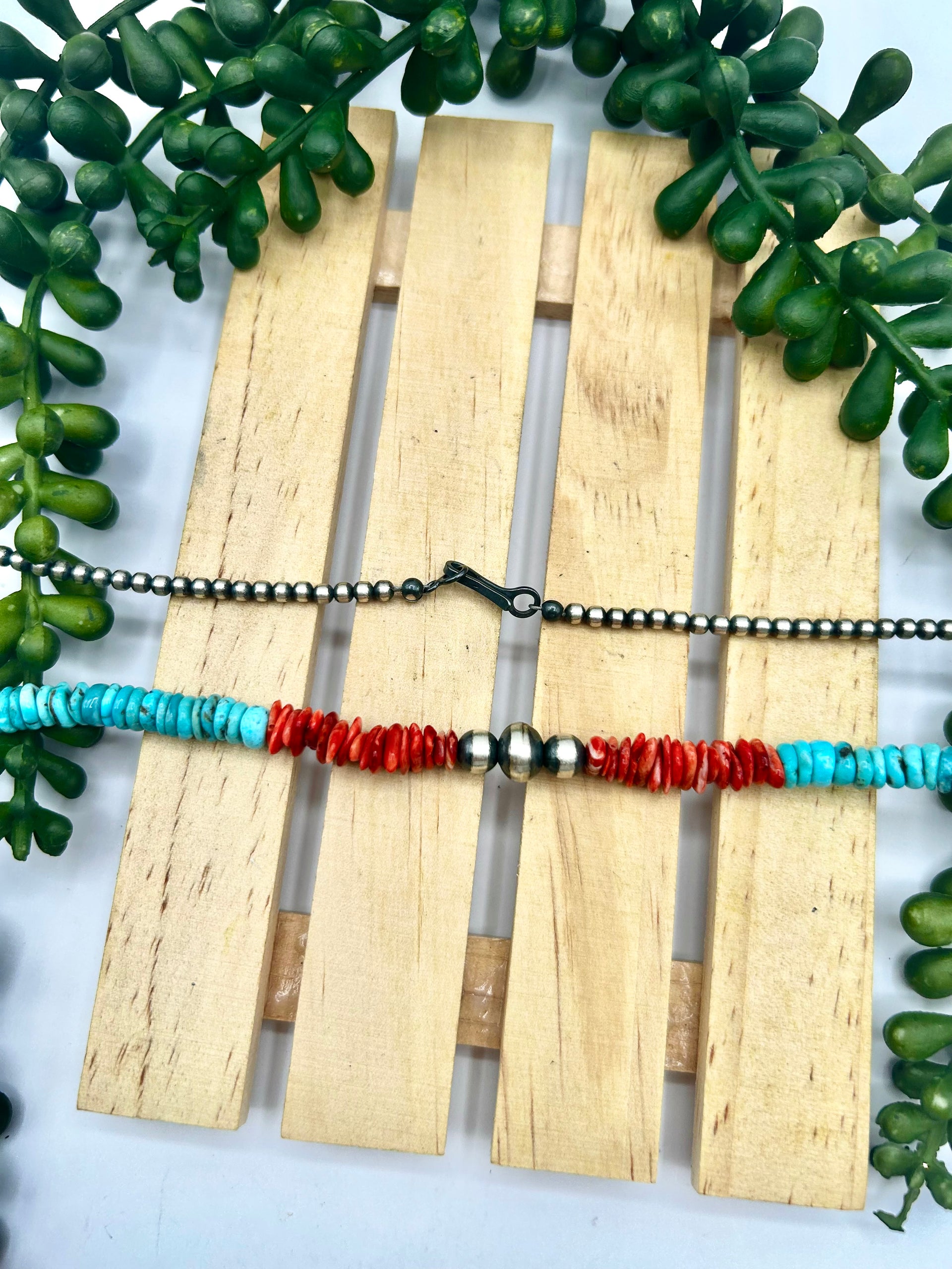 Navajo Made Strung Multi Stone & Sterling Silver Necklace