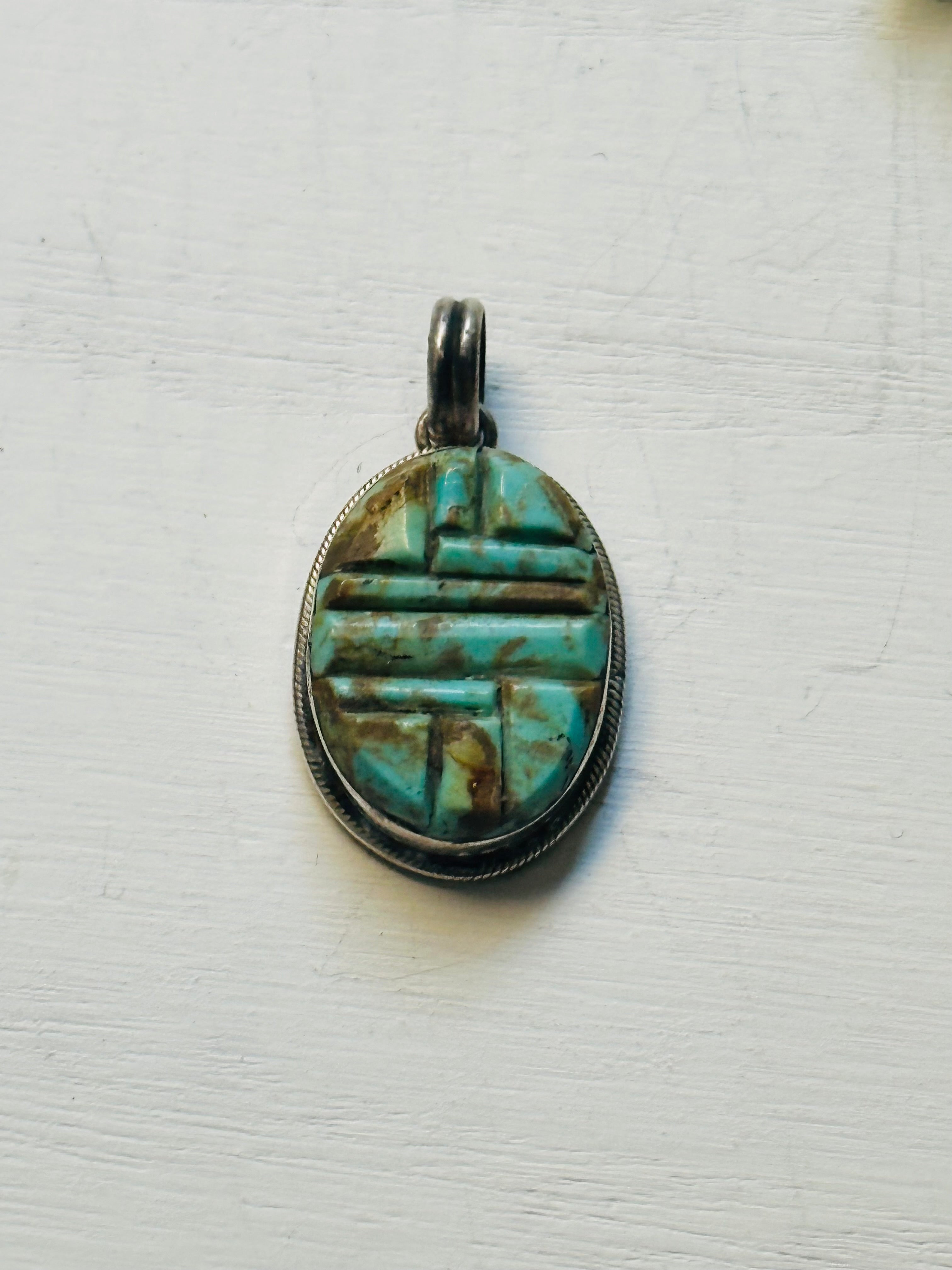 Scott Skeets #8 Turquoise & Sterling Silver Pendant