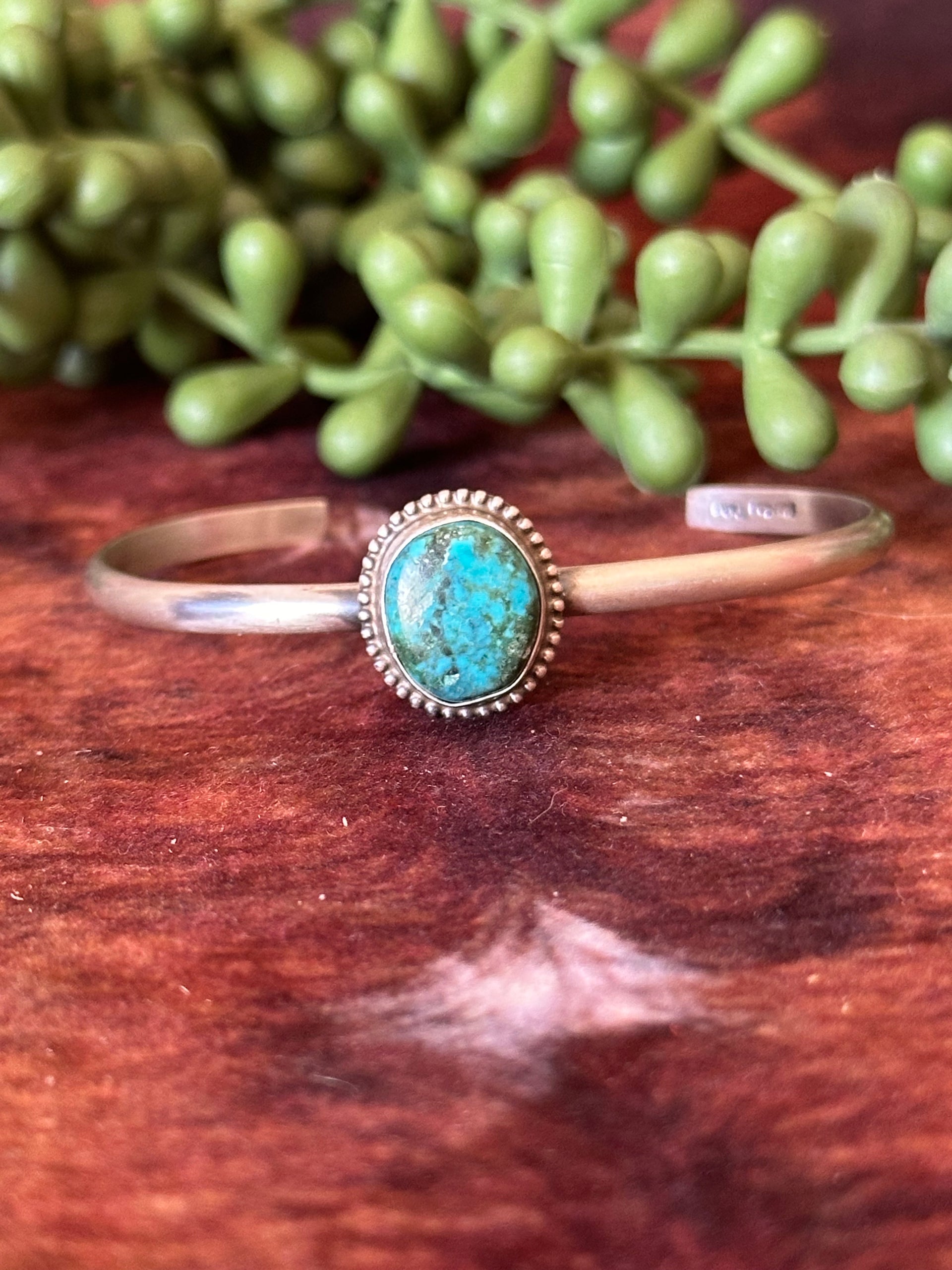 Navajo Made Kingman Turquoise & Sterling Silver Cuff Bracelet