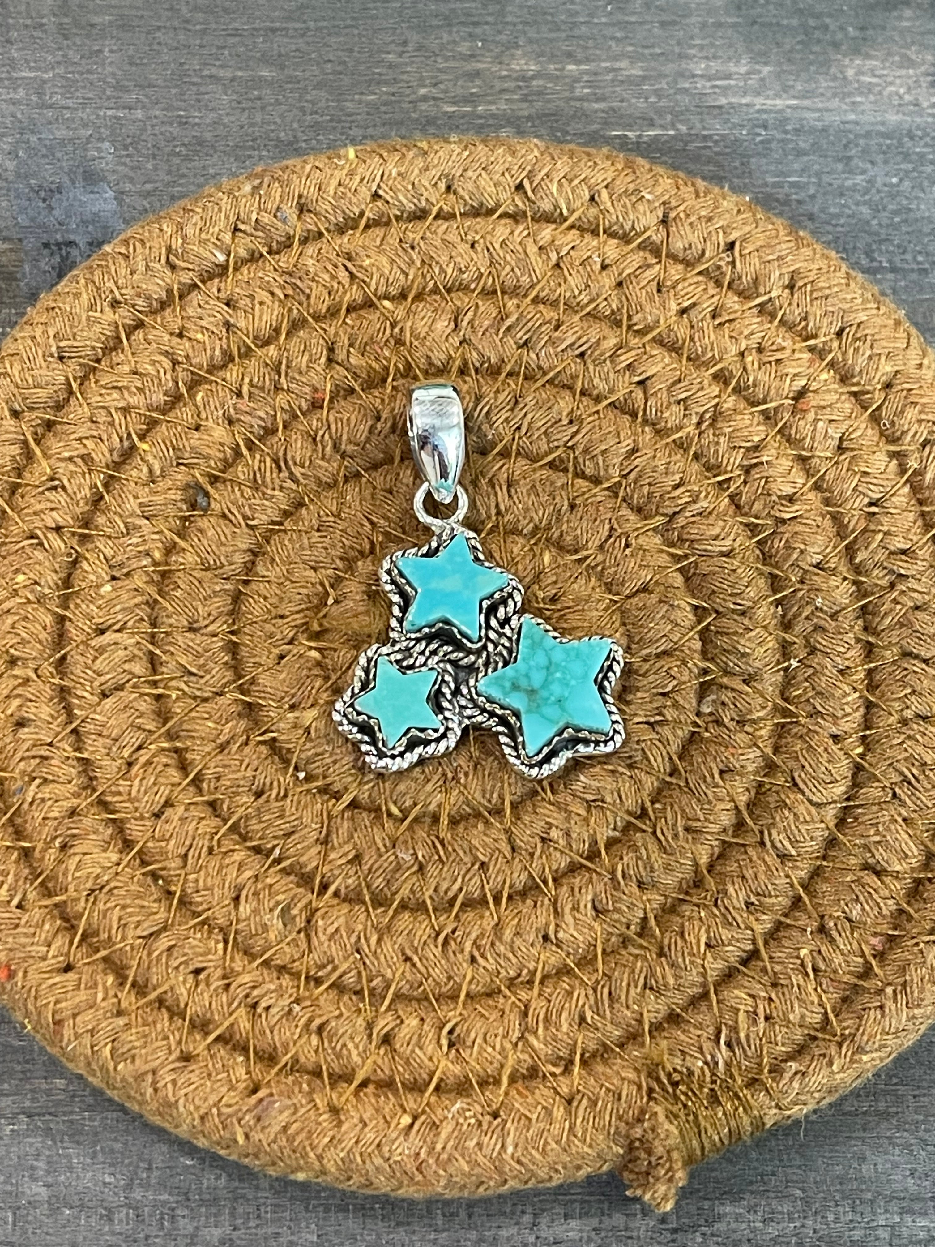 Southwest Handmade Kingman Turquoise & Sterling Silver Star Pendant