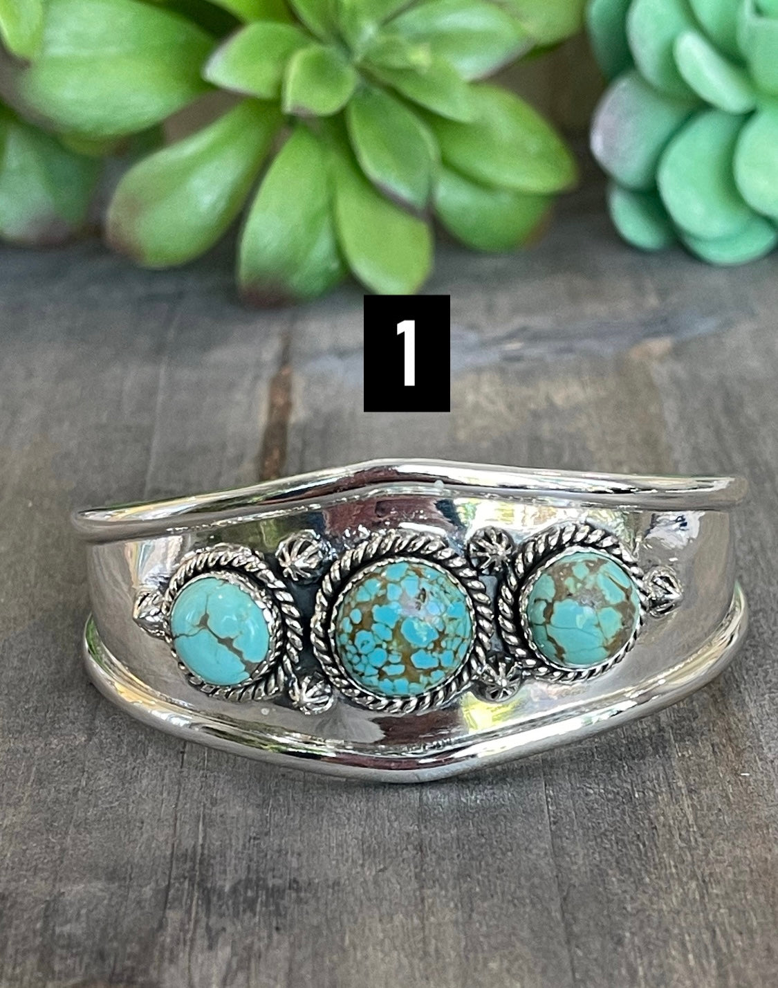 Southwest Handmade Number 8 Turquoise & Sterling Silver Cuff Bracelet