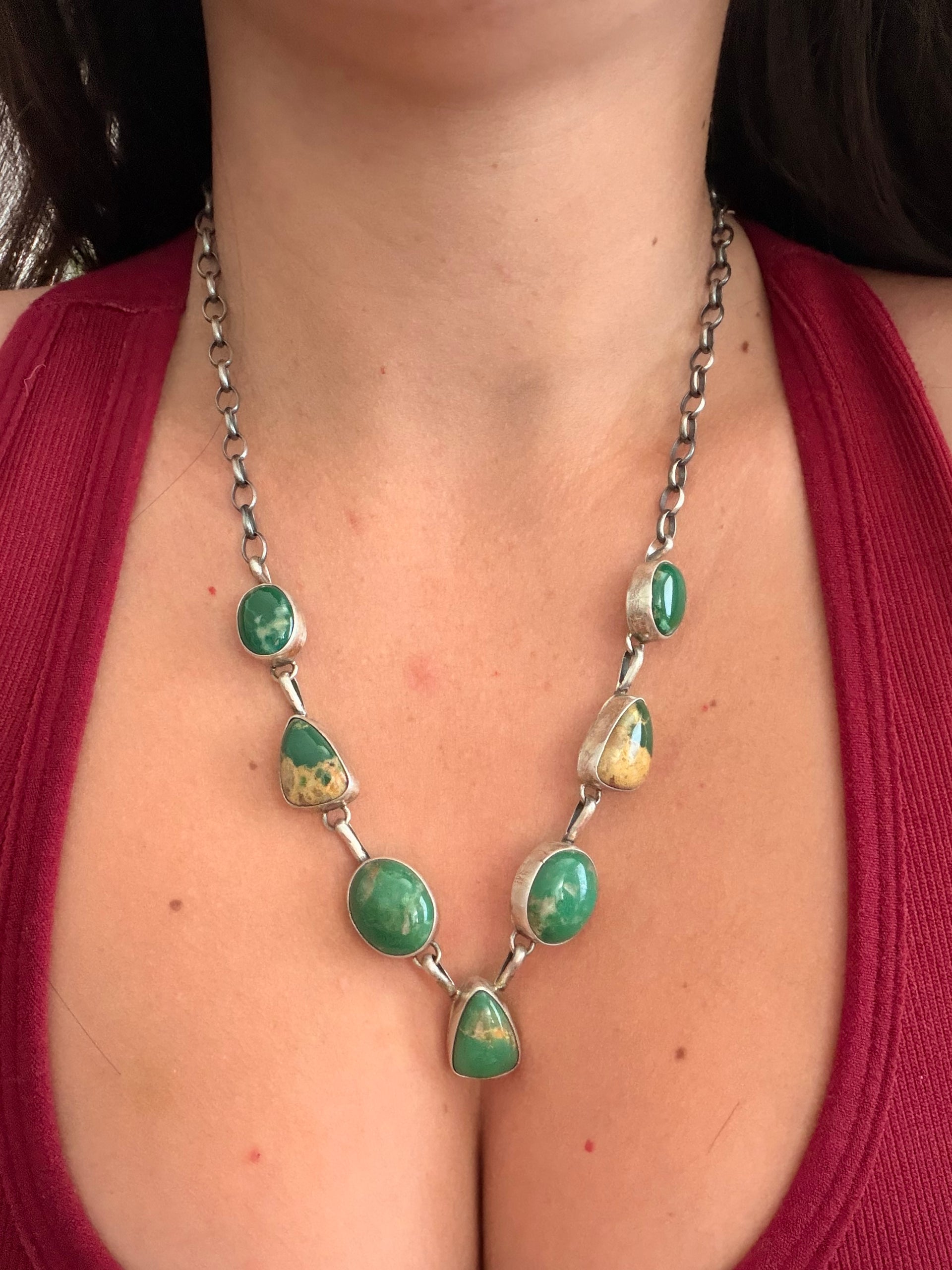 Augustine Largo Fox Turquoise & Sterling Silver Necklace Set