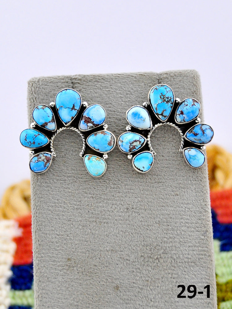 Southwest Made Golden Hills Turquoise & Sterling Silver Post Earrings
