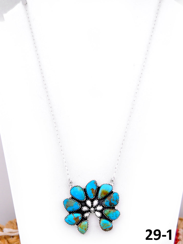 Southwest Handmade Santa Maria with White Buffalo & Sterling Silver Necklace