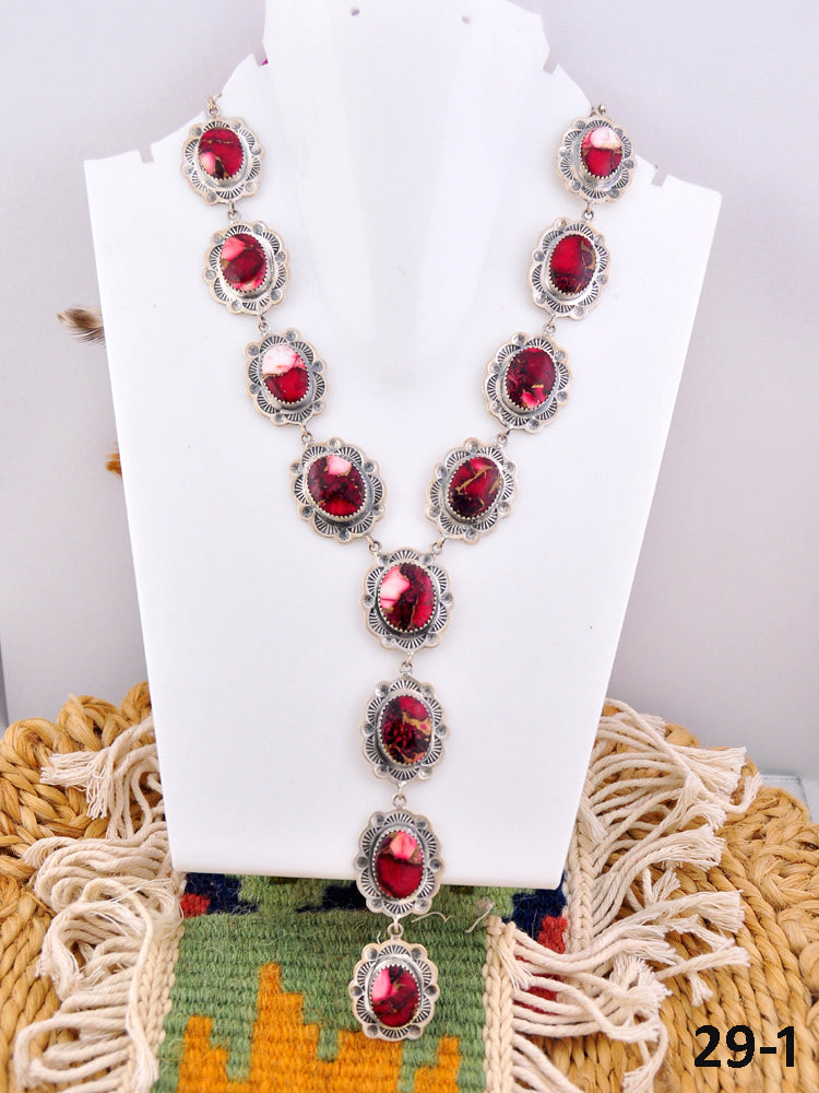 Southwest Made Rose Dahlia & Sterling Silver Necklace