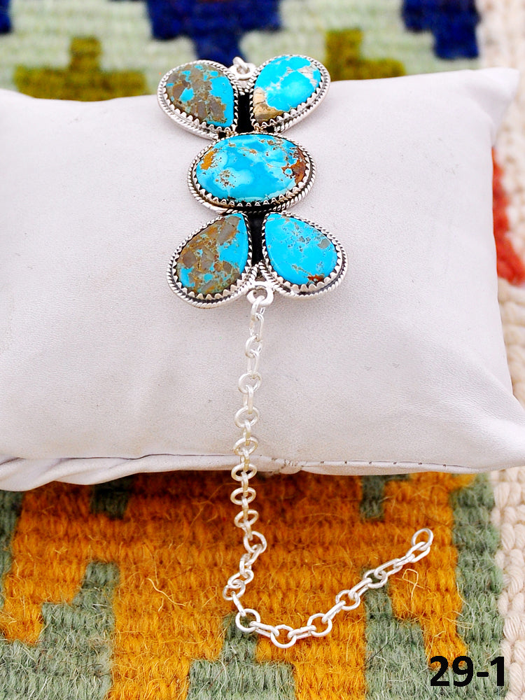 Southwest Handmade Ribbon Royston Turquoise & Sterling Silver Bracelet