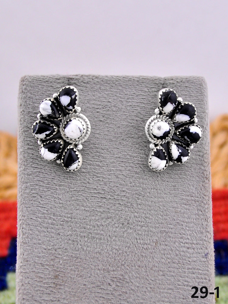 Southwest Made White Buffalo & Sterling Silver Post Earrings