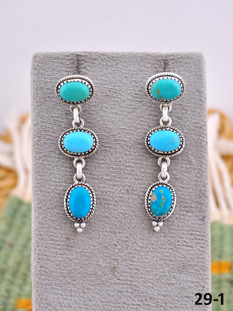 Southwest Made Kingman Turquoise & Sterling Silver Post Earrings
