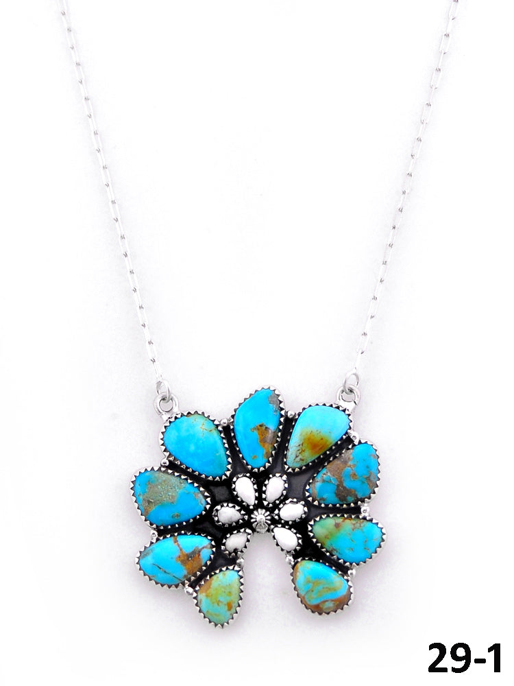 Southwest Handmade Santa Maria with White Buffalo & Sterling Silver Necklace