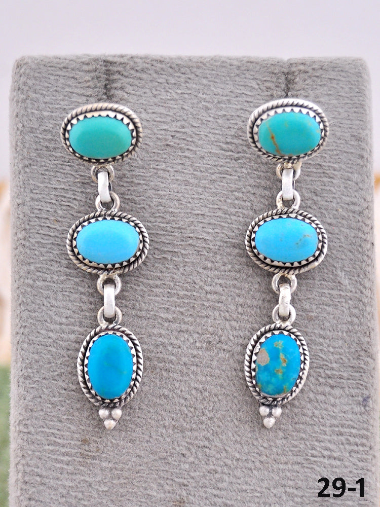 Southwest Made Kingman Turquoise & Sterling Silver Post Earrings
