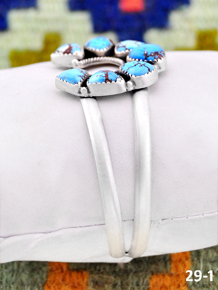 Southwest Handmade Golden Hills Turquoise & Sterling Silver Cuff Bracelet