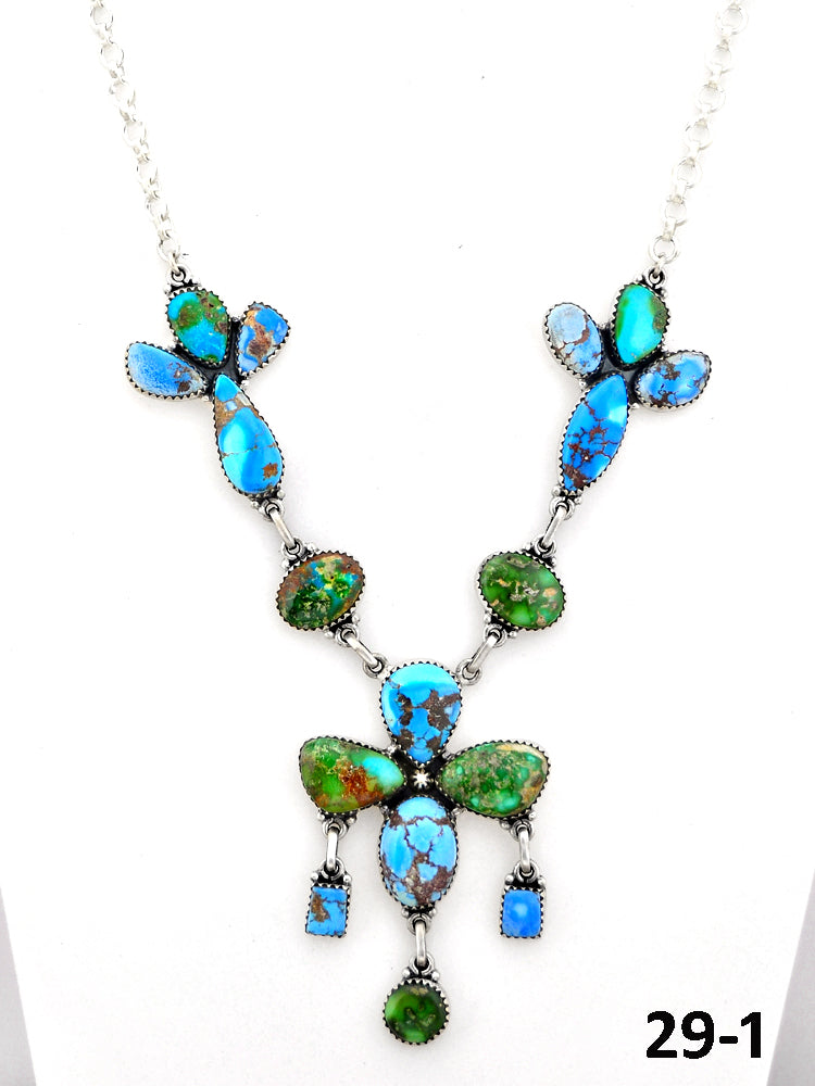 Southwest Made Sonoran Mountain with Golden Hill’s Turquoise & Sterling Silver Necklace