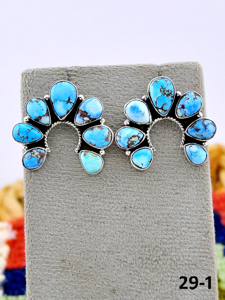 Southwest Made Golden Hills Turquoise & Sterling Silver Post Earrings