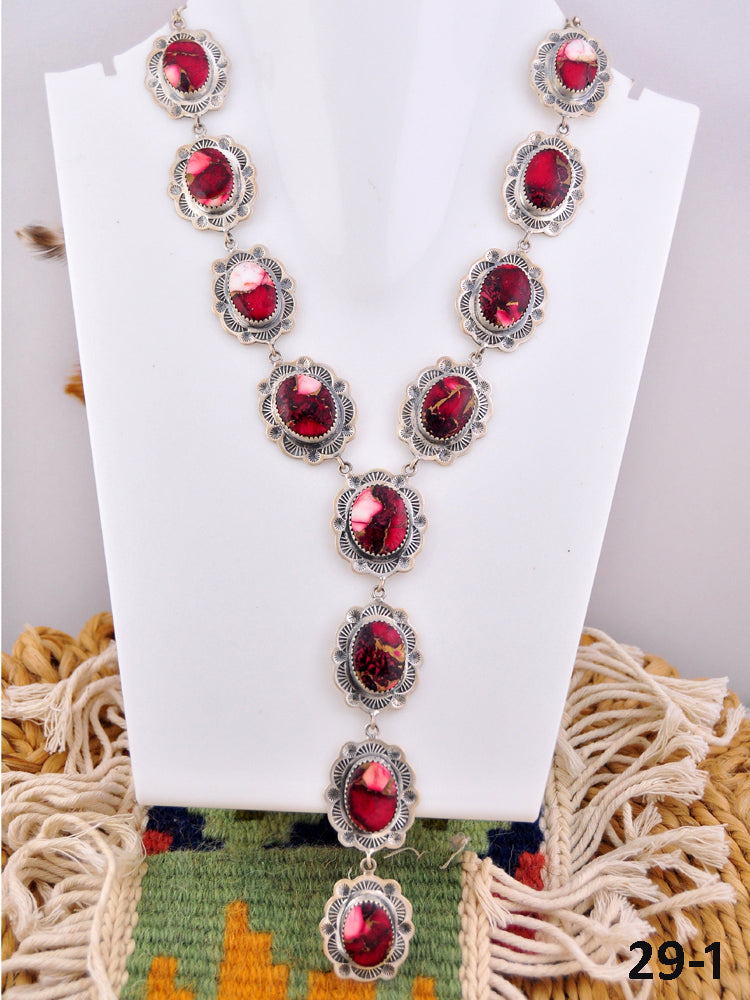 Southwest Made Rose Dahlia & Sterling Silver Necklace