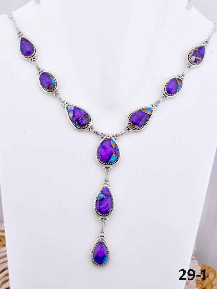 Southwest Made Purple Dahlia & Sterling Silver Necklace
