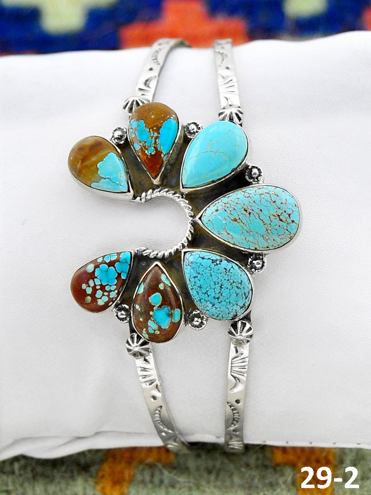 Southwest Handmade #8 Turquoise & Sterling Silver Cuff Bracelet