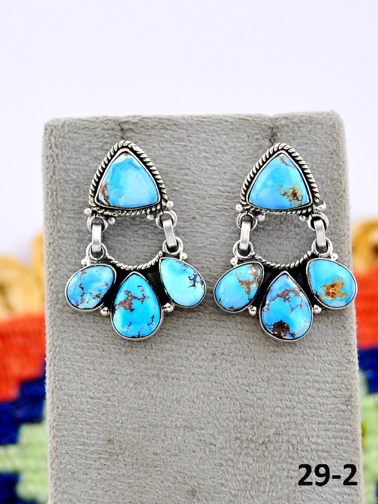 Southwest Made Golden Hills Turquoise & Sterling Silver Post Earrings