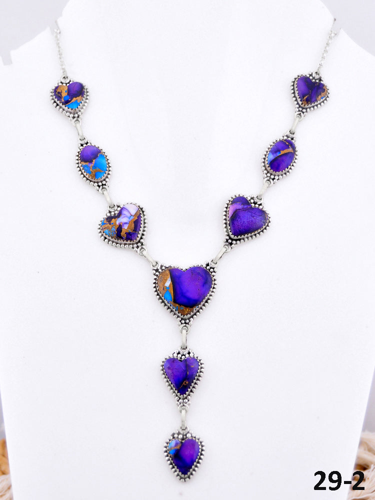 Southwest Made Purple Dahlia & Sterling Silver Necklace