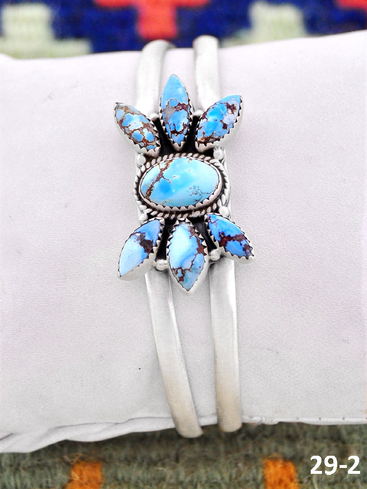 Southwest Handmade Golden Hills Turquoise & Sterling Silver Cuff Bracelet