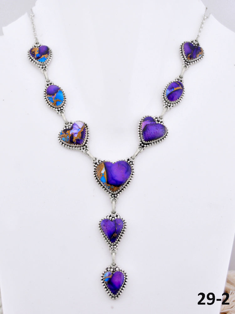 Southwest Made Purple Dahlia & Sterling Silver Necklace
