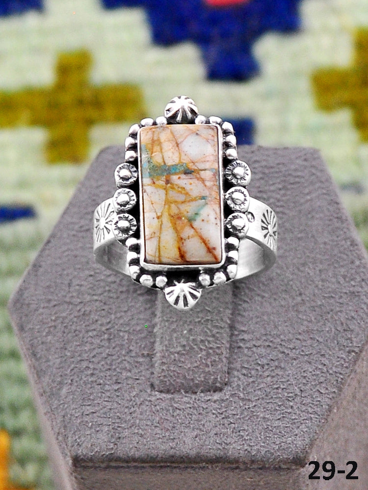 Southwest Handmade Ribbon Royston Turquoise & Sterling Silver Adjustable Ring