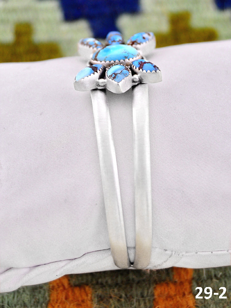 Southwest Handmade Golden Hills Turquoise & Sterling Silver Cuff Bracelet