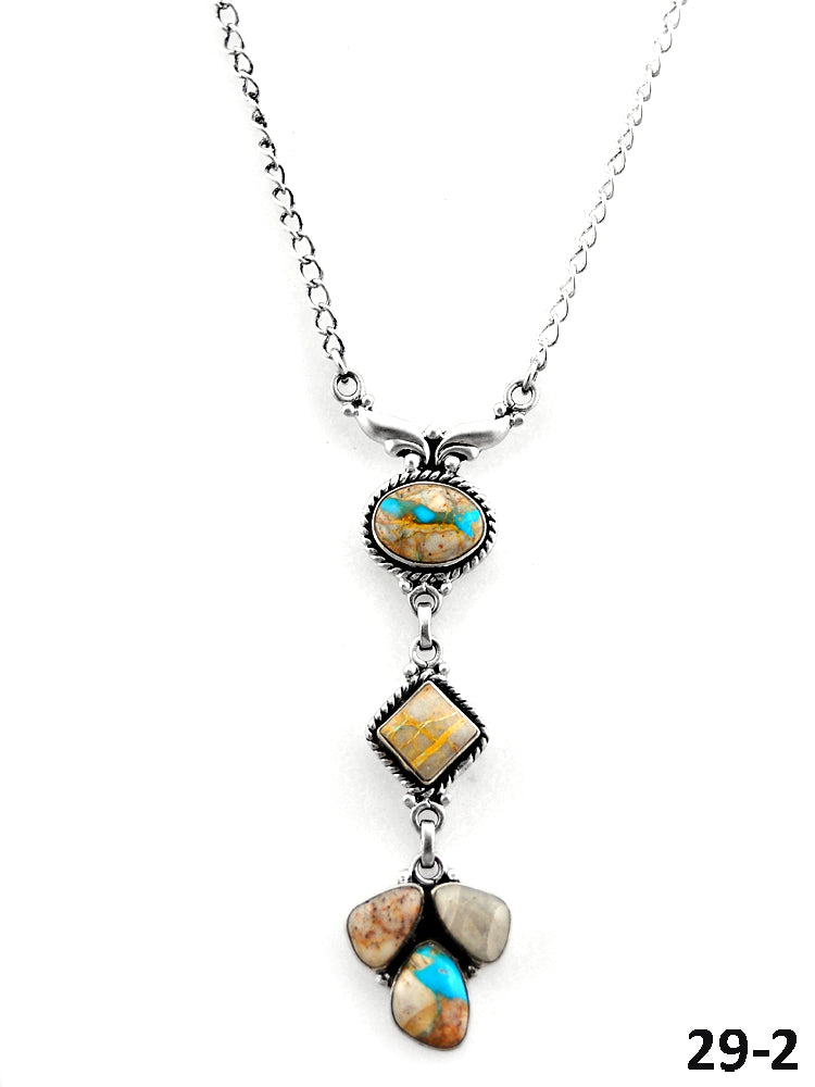 Southwest Made Multistone Turquoise & Sterling Silver Necklace