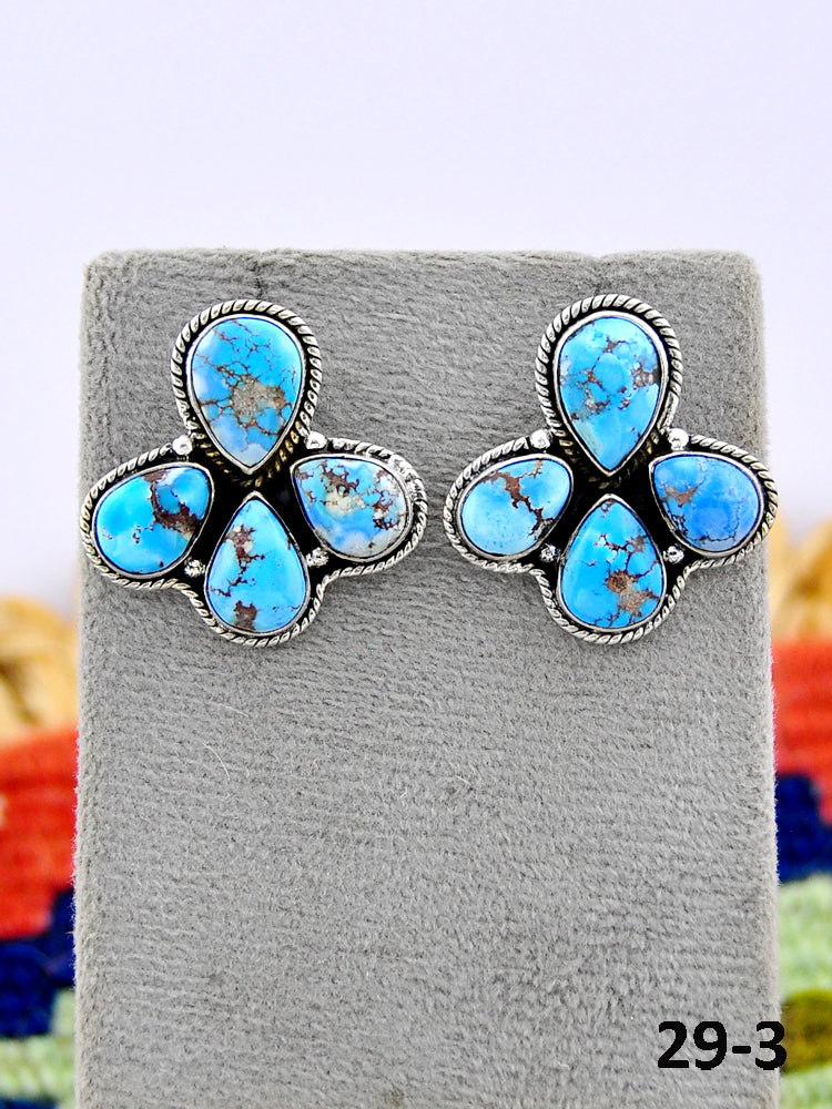 Southwest Made Golden Hills Turquoise & Sterling Silver Post Earrings