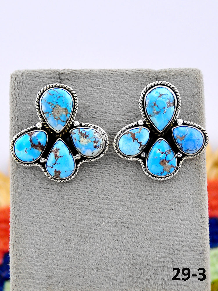 Southwest Made Golden Hills Turquoise & Sterling Silver Post Earrings