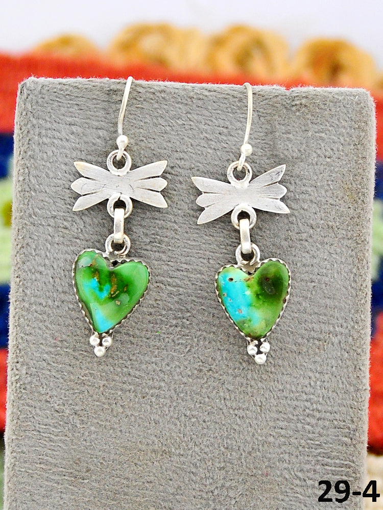 Southwest Made Sonoran Mountain Turquoise & Sterling Silver Hook Dangle Earrings