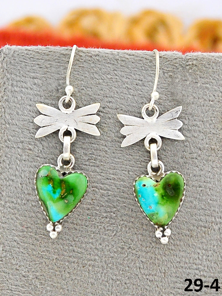 Southwest Made Sonoran Mountain Turquoise & Sterling Silver Hook Dangle Earrings