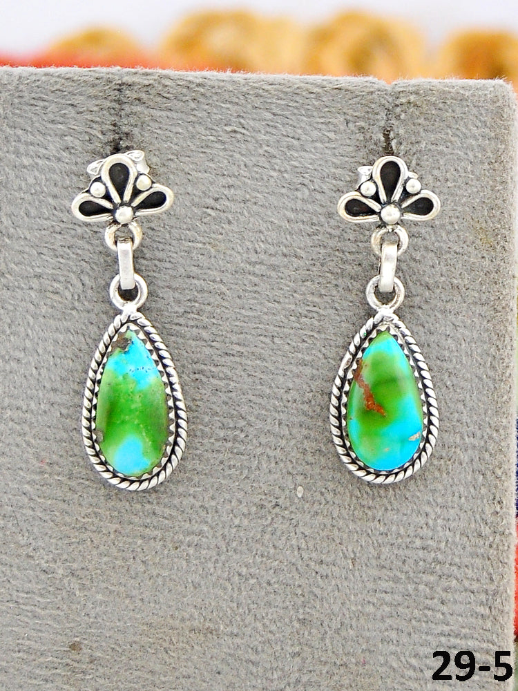 Southwest Made Sonoran Mountain Turquoise & Sterling Silver Post Dangle Earrings