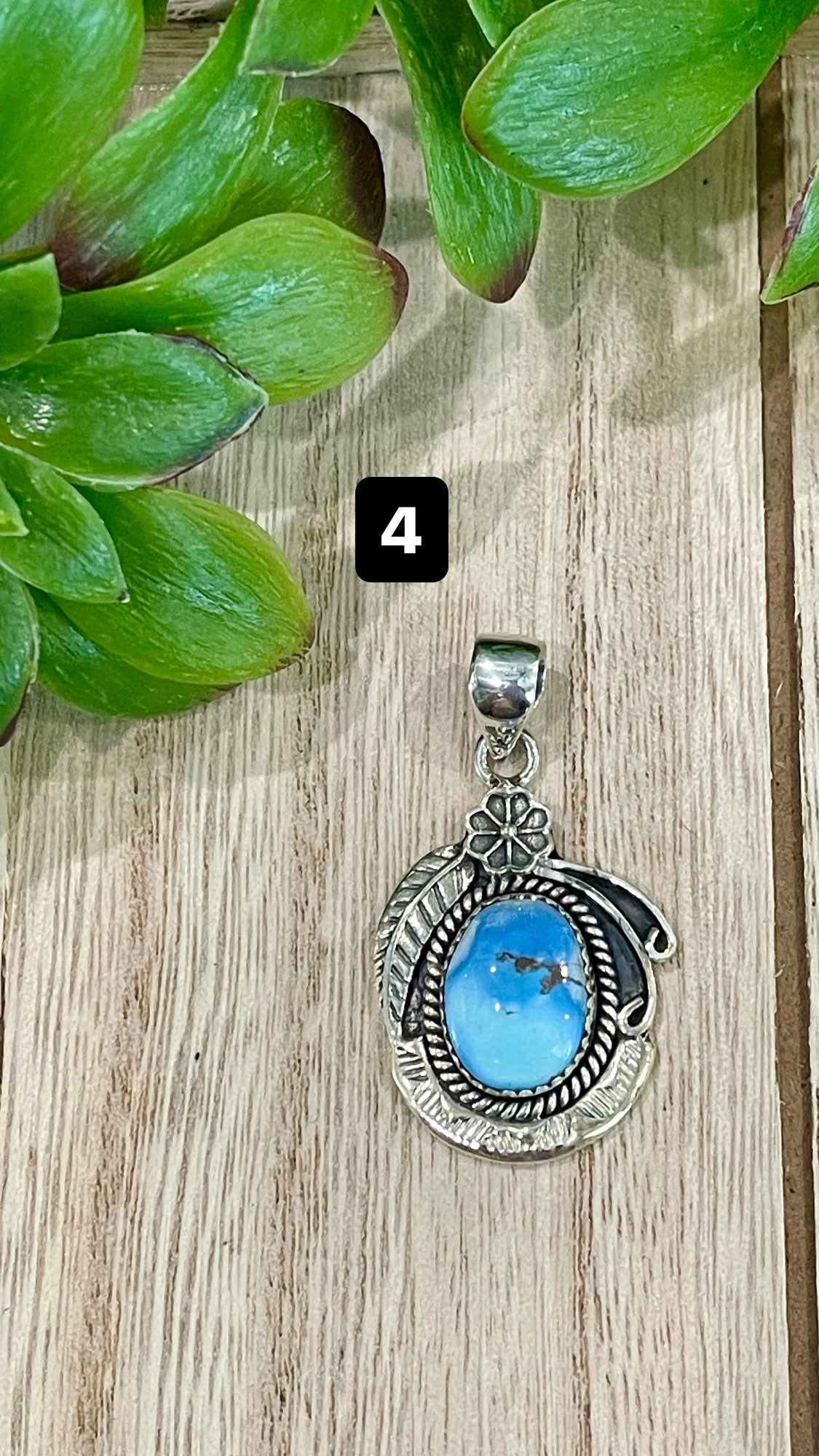 Southwest Golden Hills Turquoise & Sterling Silver Pendant