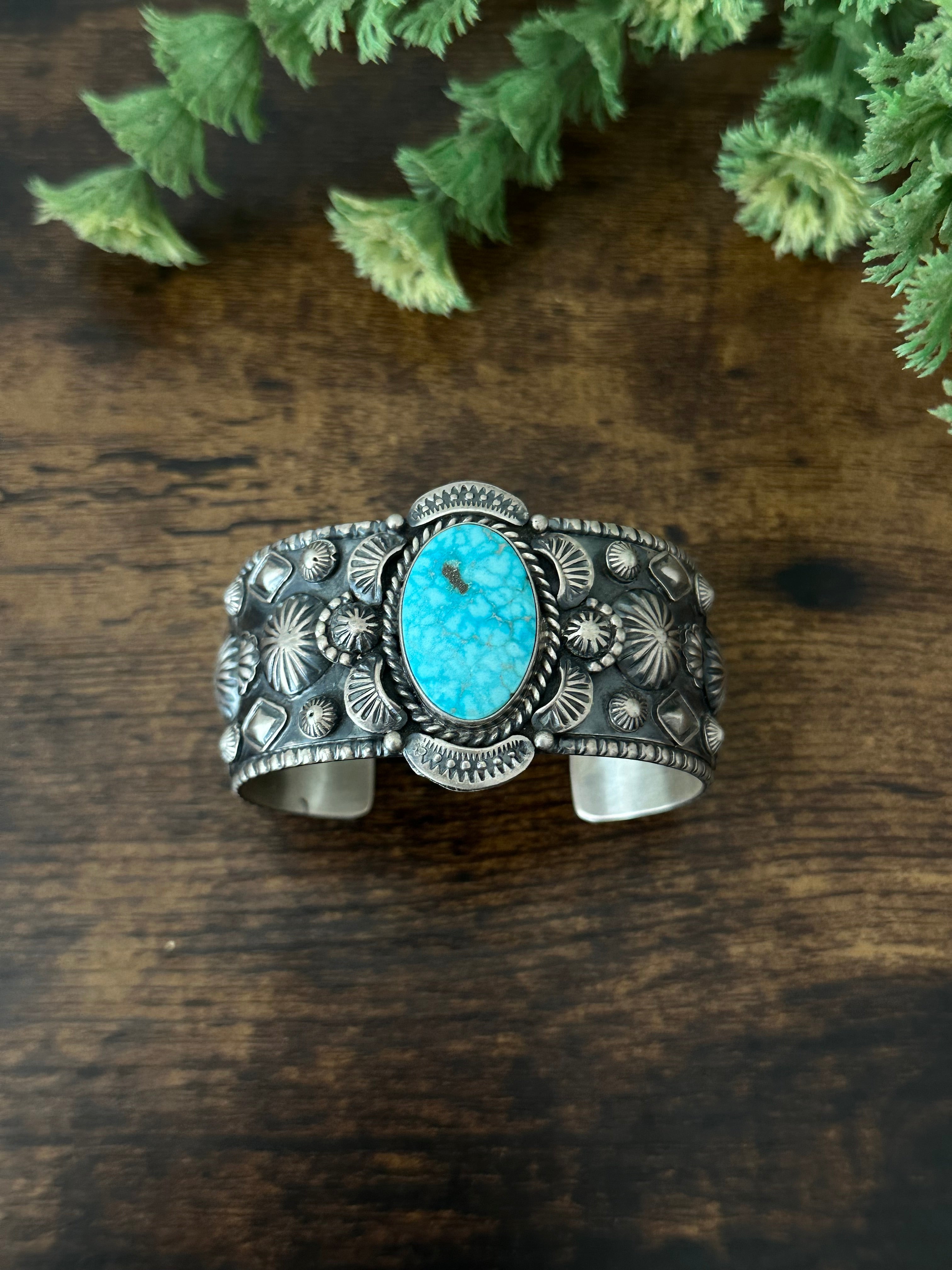 Jeff James Birds Eye Kingman Turquoise & Sterling Silver Cuff Bracelet