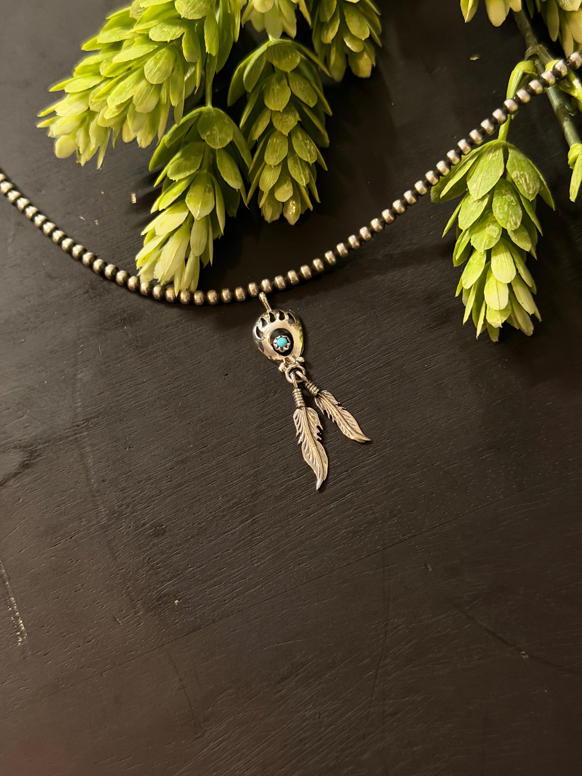Navajo Made Sterling Silver Bear Claw Pendant