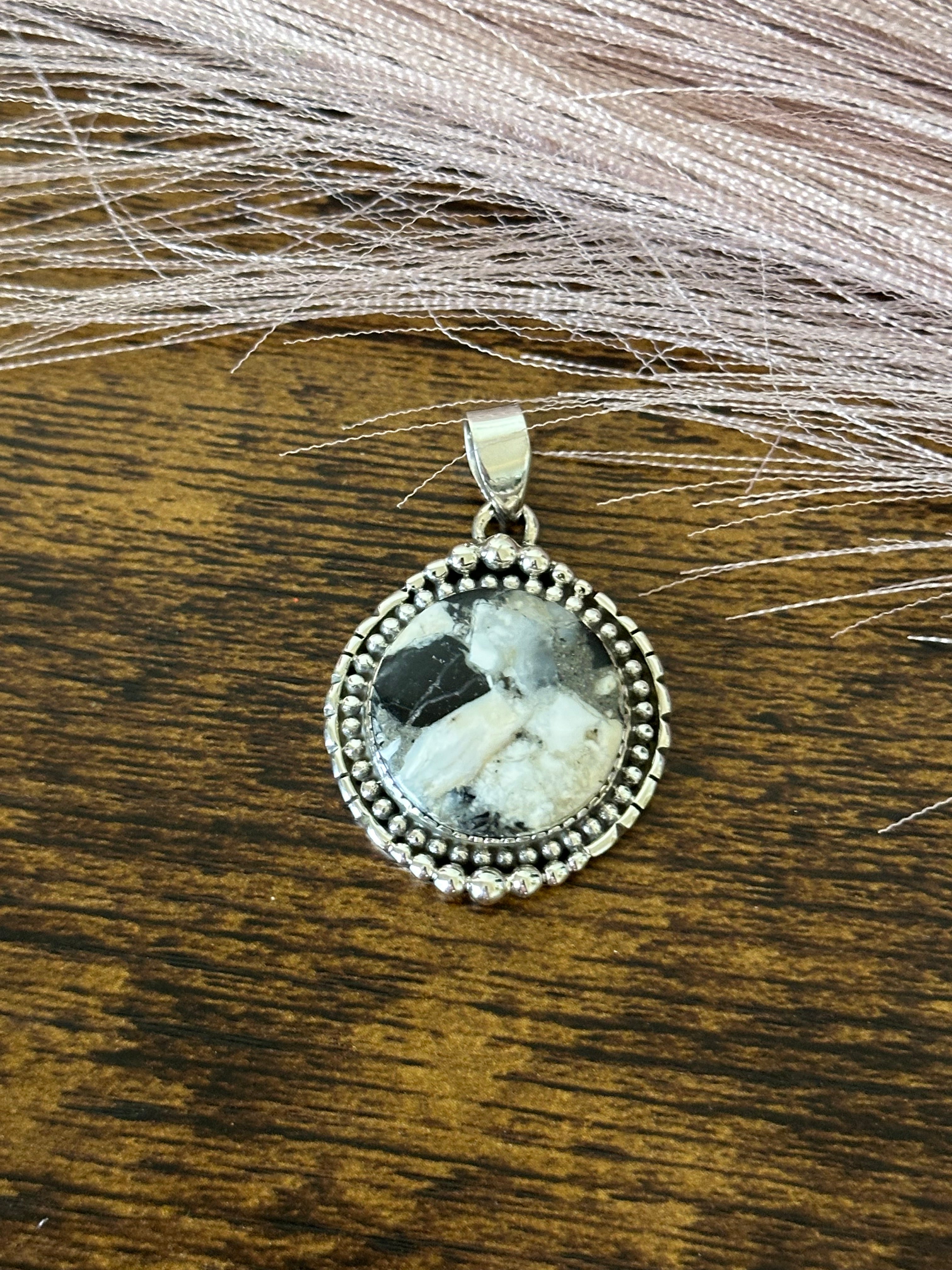 Southwest Handmade White Buffalo & Sterling Silver Pendant