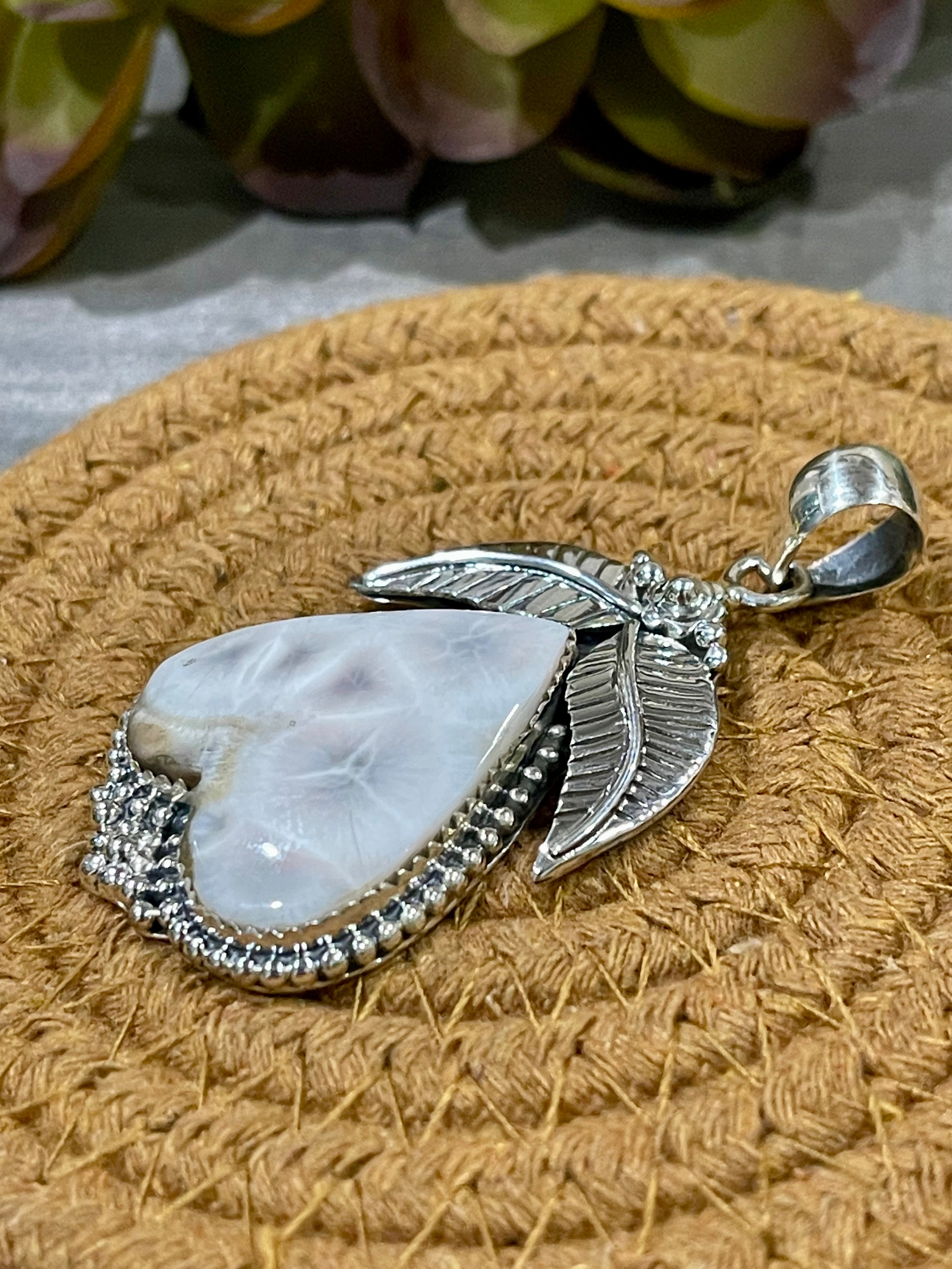 Southwest Handmade Pink Larimar & Sterling Silver Pendant