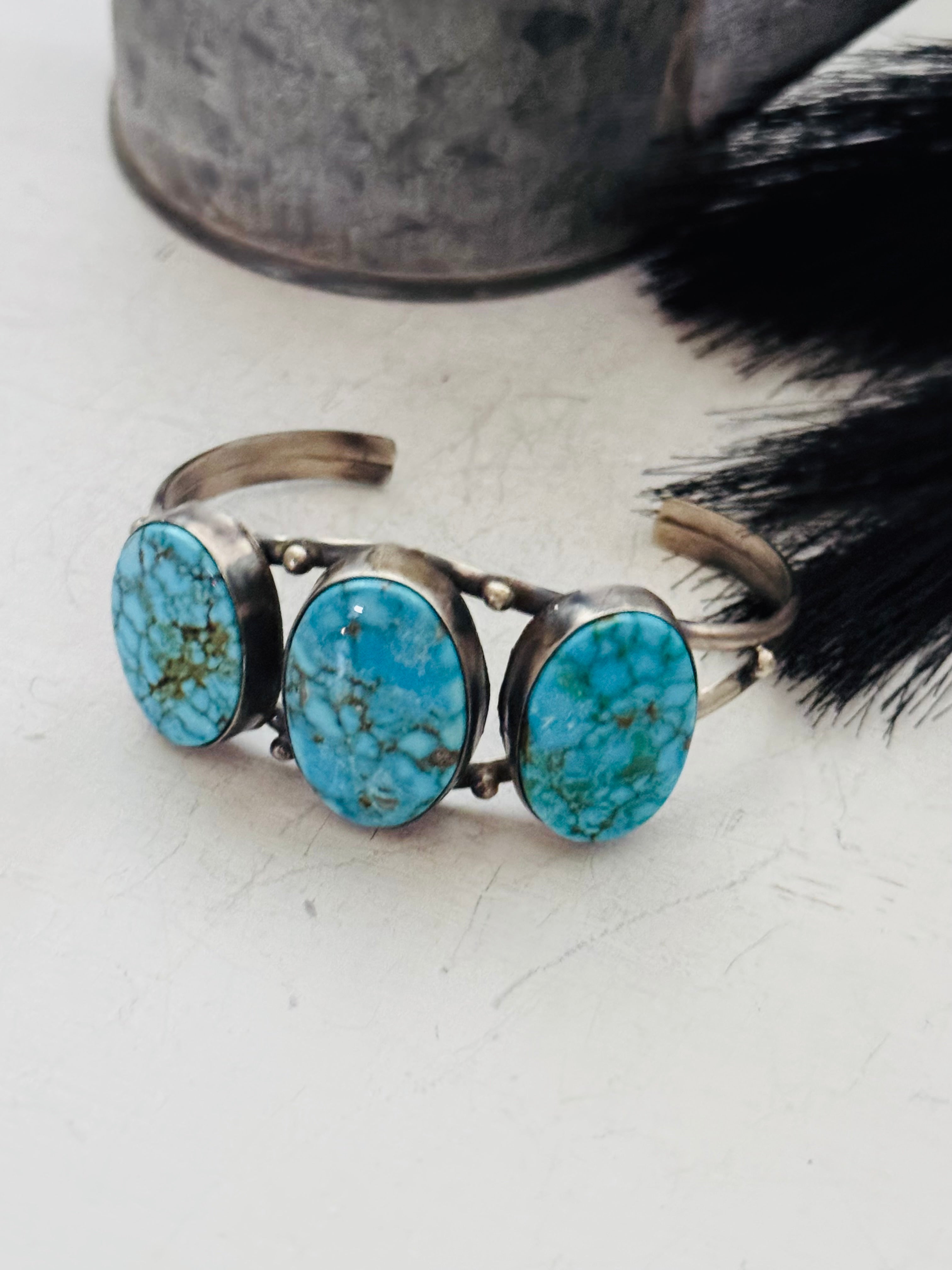 Peggy Skeets Birdseye Kingman Turquoise & Sterling Silver Cuff Bracelet