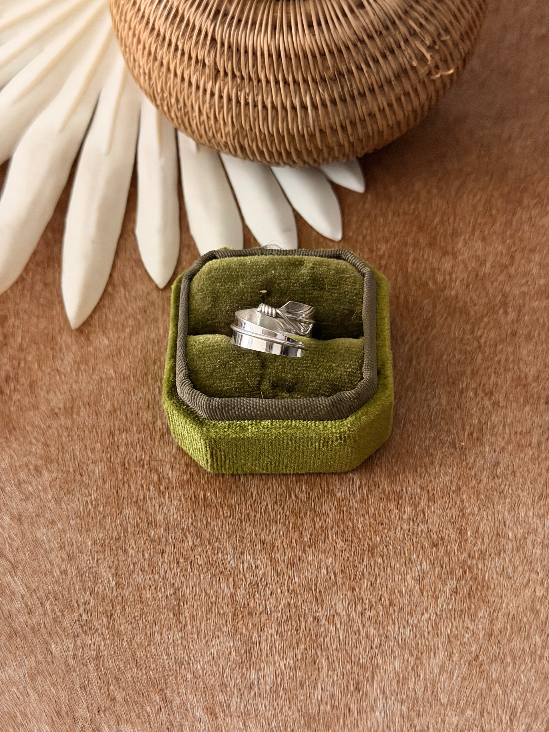 Navajo Made Sterling Silver Feather Adjustable Ring