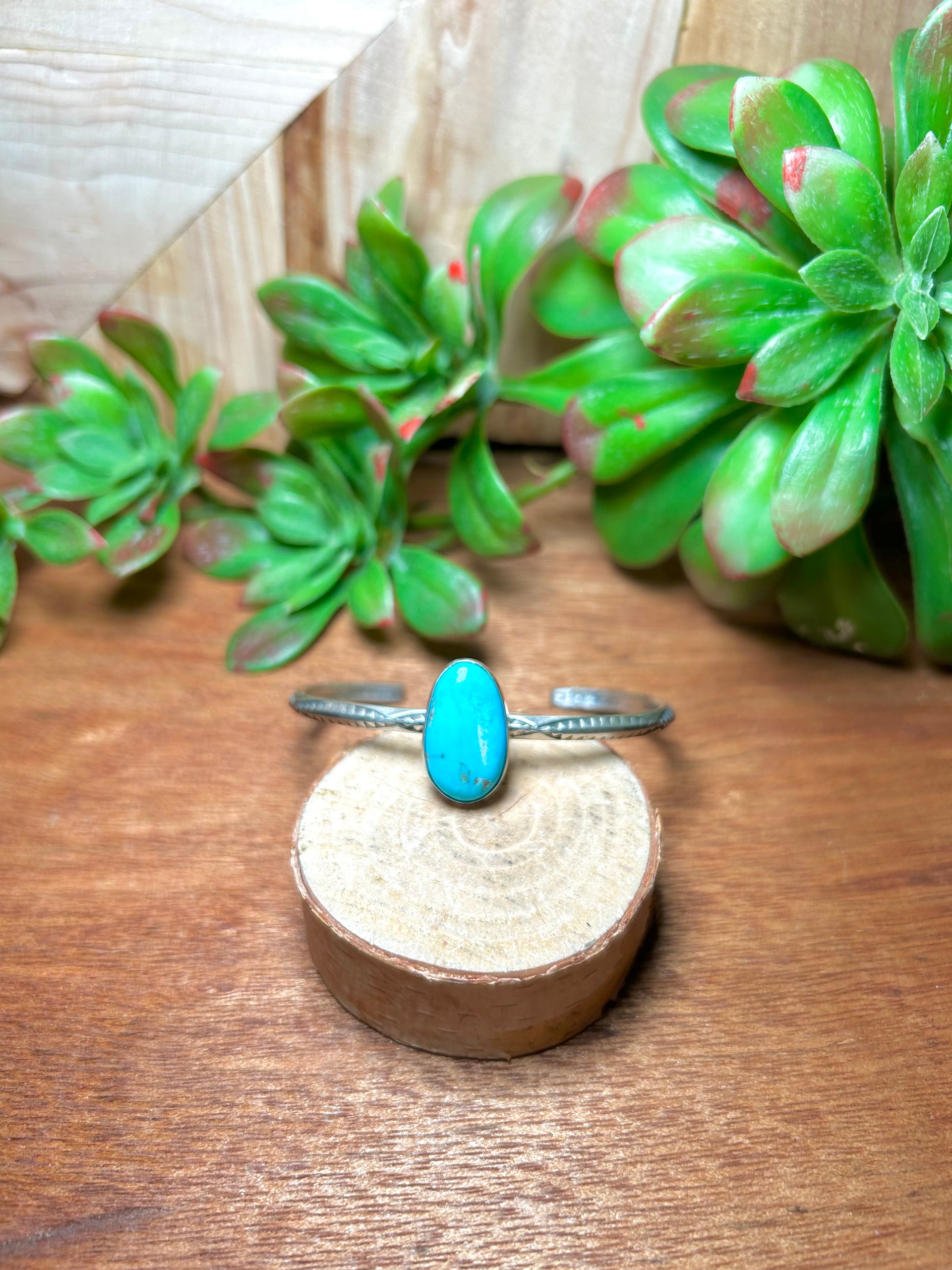 Navajo Made Kingman Turquoise & Sterling Silver Cuff Bracelet