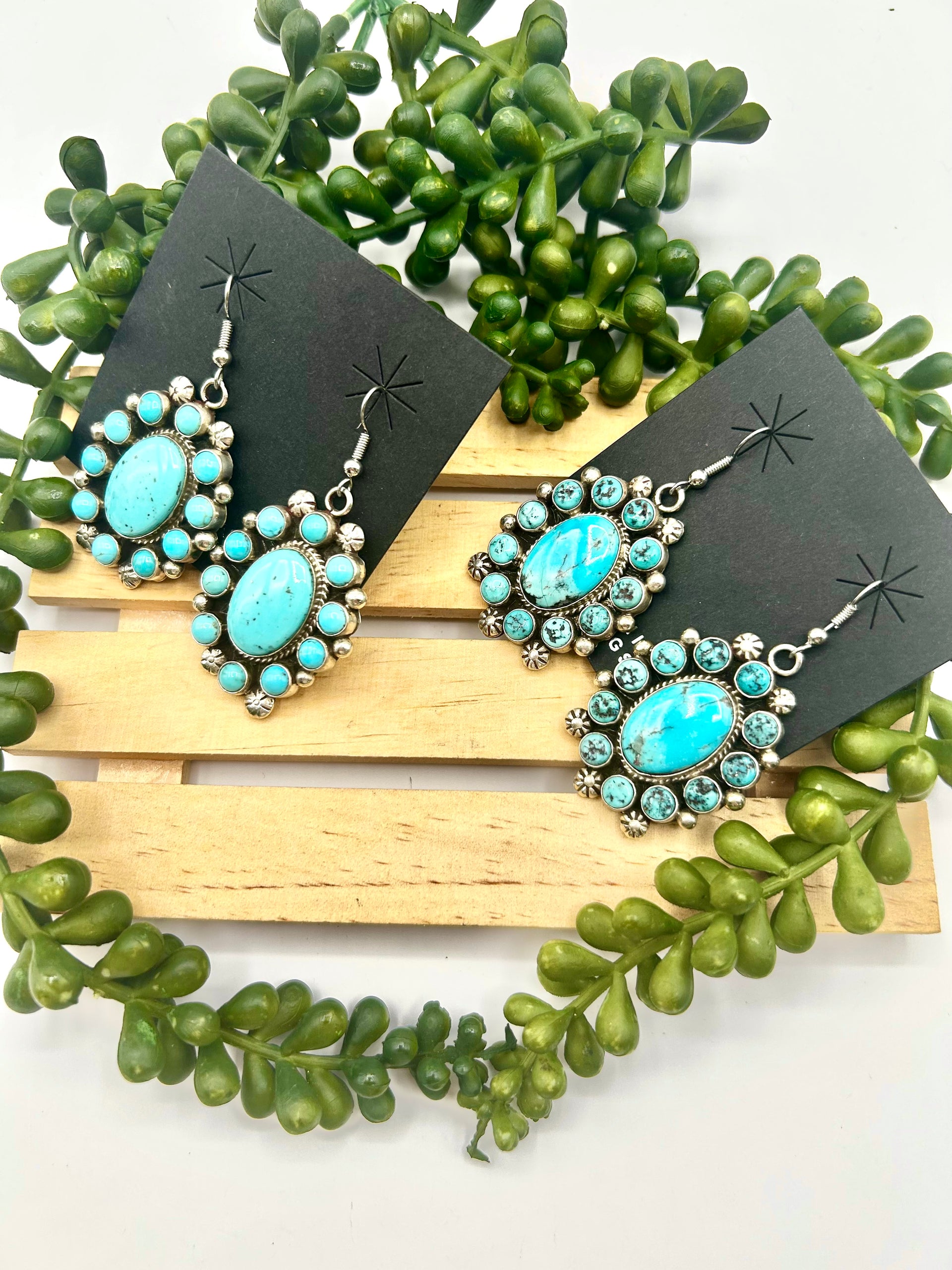 Zachariah David Kingman Turquoise & Sterling Silver Hook Earrings