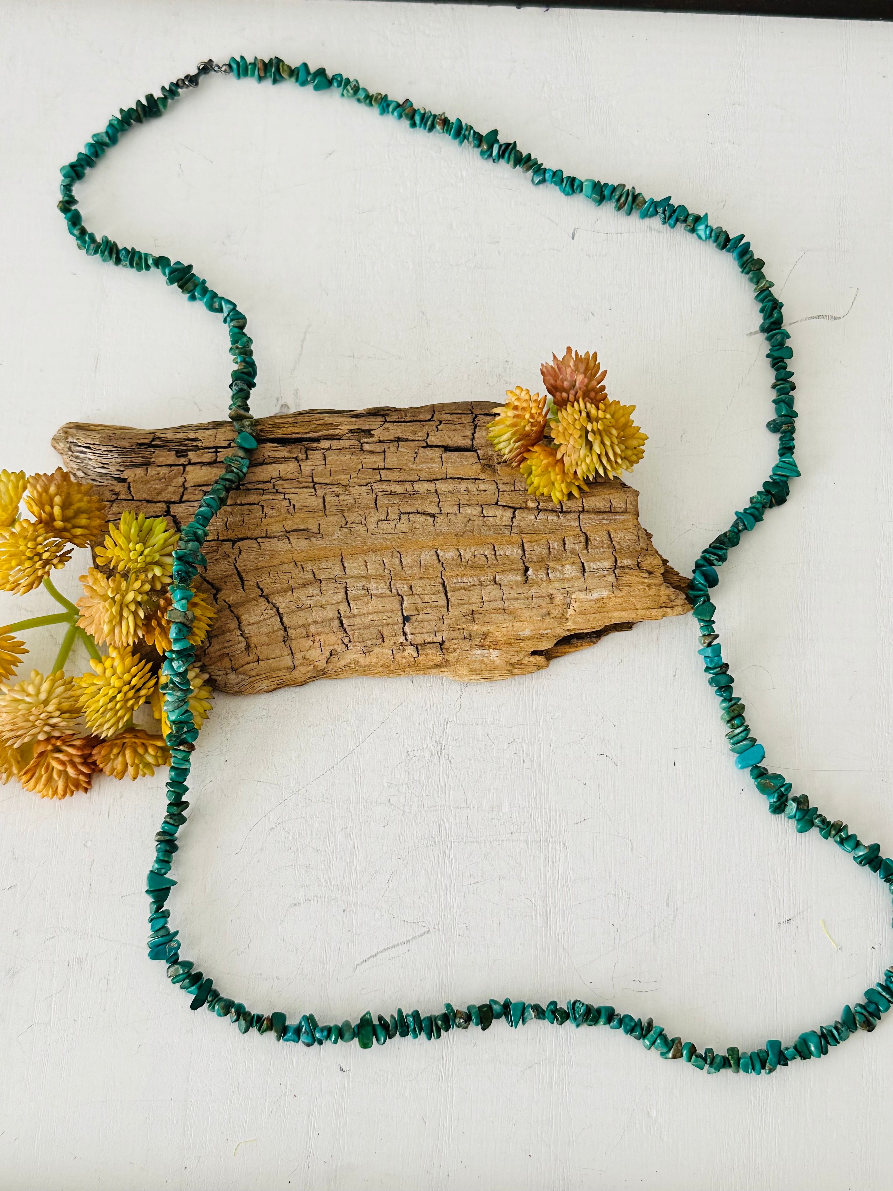 Navajo Strung Kingman Turquoise & Sterling Silver Beaded Necklace