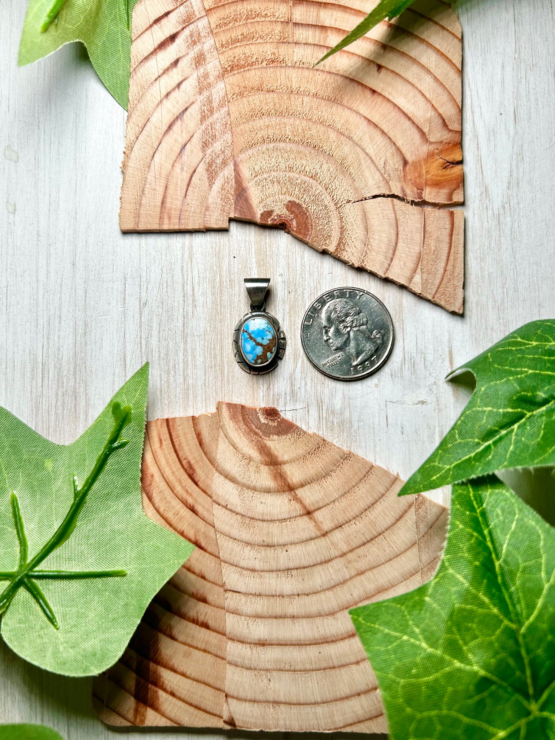 Navajo Made Golden Hill Turquoise & Sterling Silver Pendant